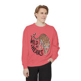 Wild at Heart Leopard Comfort Colors Sweatshirt, Leopard Graphic Crewneck, Animal Lover Sweatshirt, Safari Style Gift