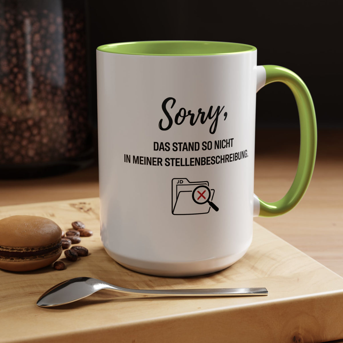 Sorry Das Stand So Nicht In Meiner Stellenbeschreibung Coffee Mug, Funny German Office Joke Gift for Coworkers, Sarcastic Job Description Ceramic Tea Cup with Pink Handle