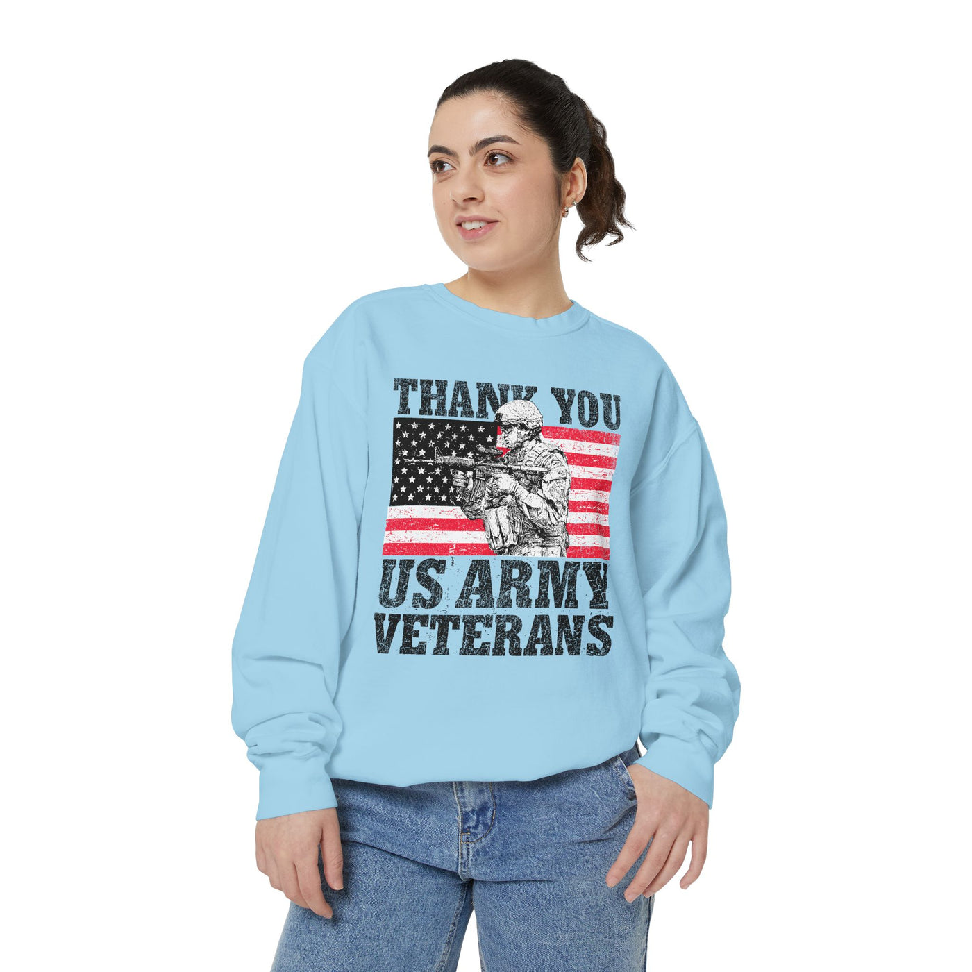 Thank You US Army Veterans Sweatshirt, Patriotic Soldier Crewneck, Military Appreciation Gift, American Flag Pullover for Veterans Day