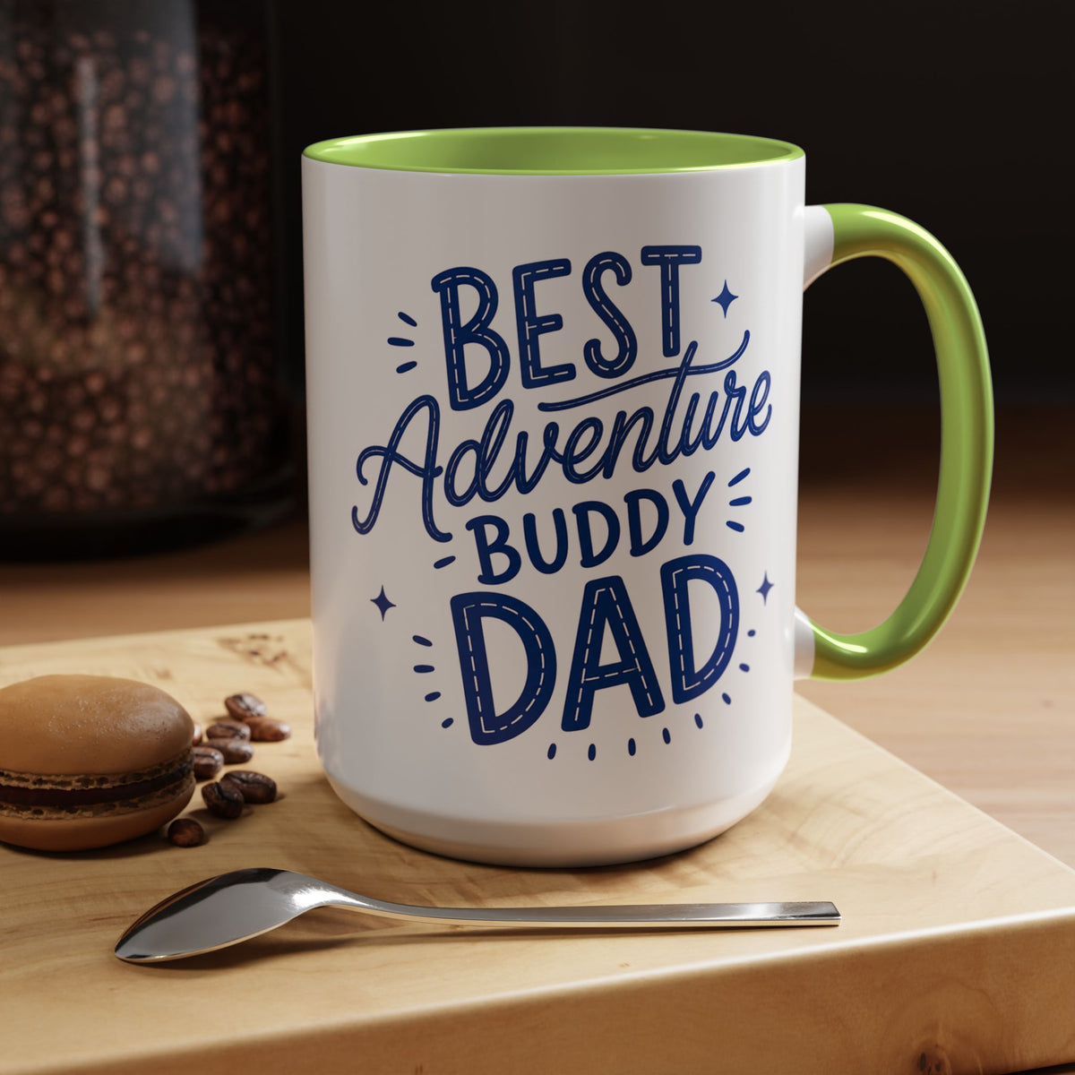 Best Adventure Buddy Dad Coffee Mug, Father's Day Gift from Kids, Travel and Hiking Outdoor Papa Ceramic Tea Cup with Black Handle