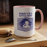 Funny Introvert Mug, Social Anxiety Coffee Mug, Deep Thinker Gift, Sarcastic Humor Cup, Emotional Ocean Mug, Mental Health Gift