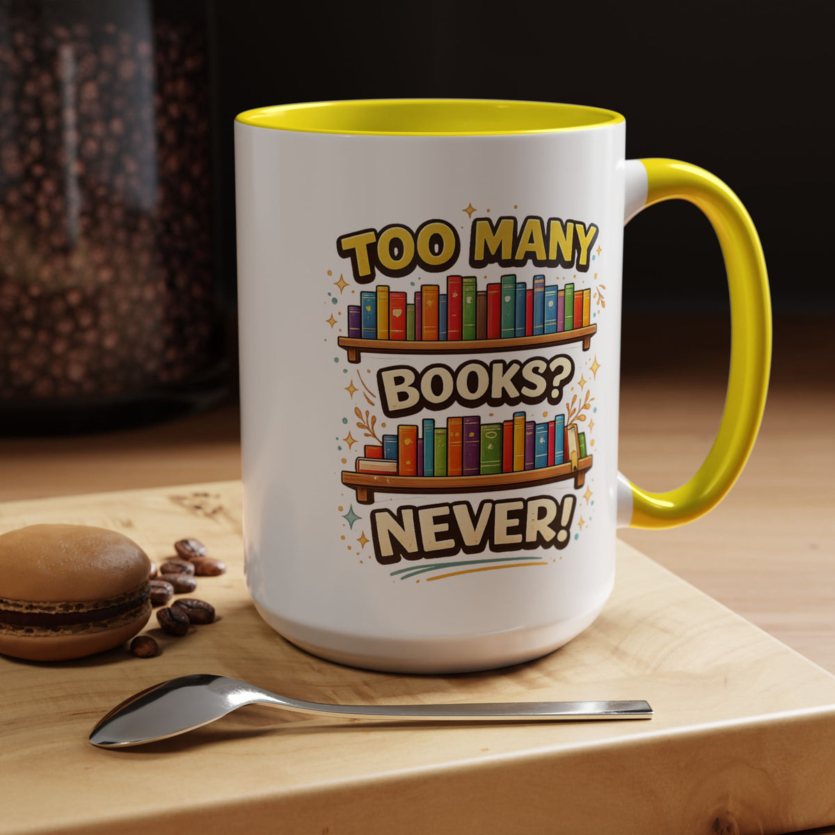 Book Lover Coffee Mug, Too Many Books Never Enough Mug, Reader Gift for Bookworms, Librarian Coffee Cup, Reading Lover Present