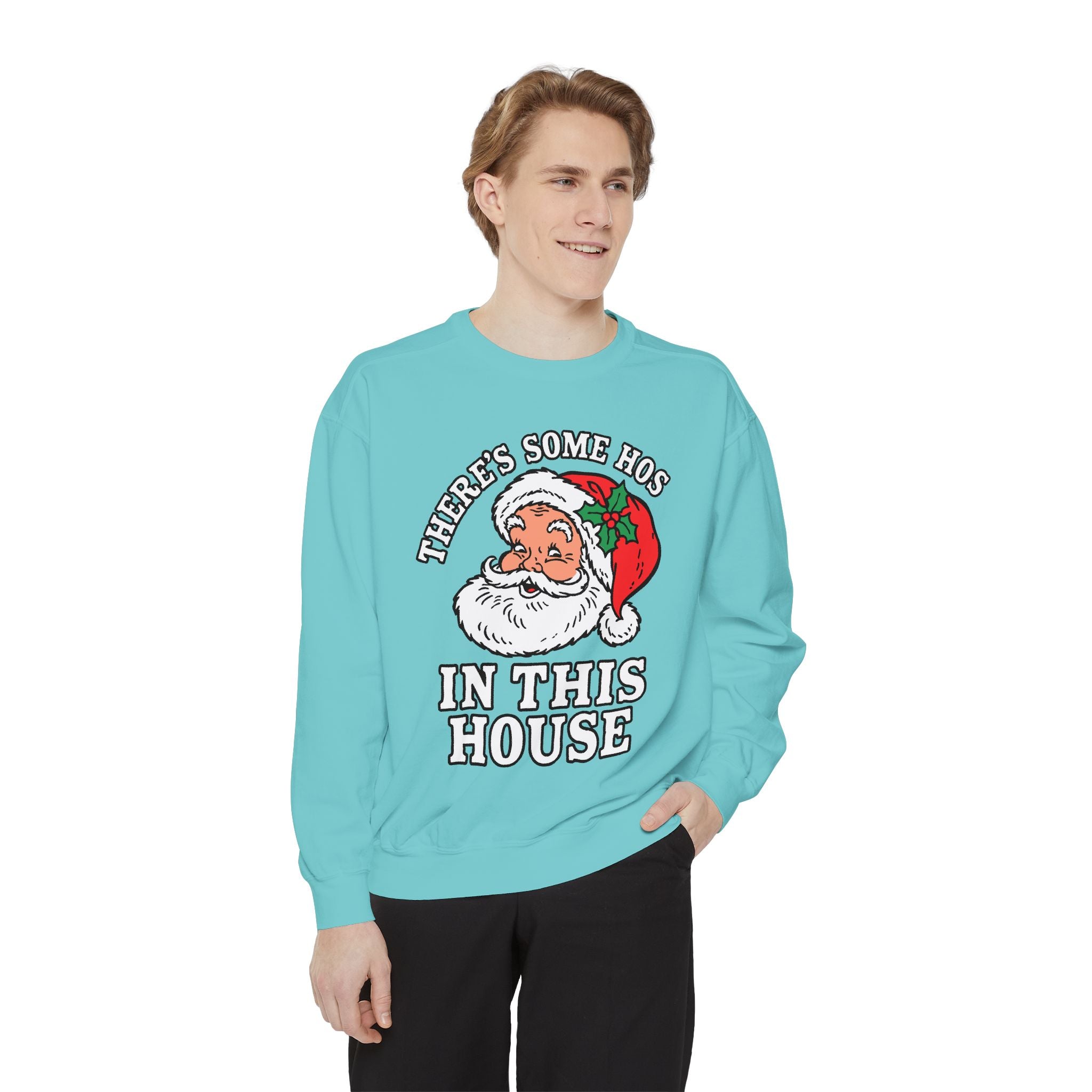 There's Some Ho's in This House Sweatshirt, Funny Santa Christmas Crewneck, Adult Holiday Party Pullover, Naughty Gift for Friends