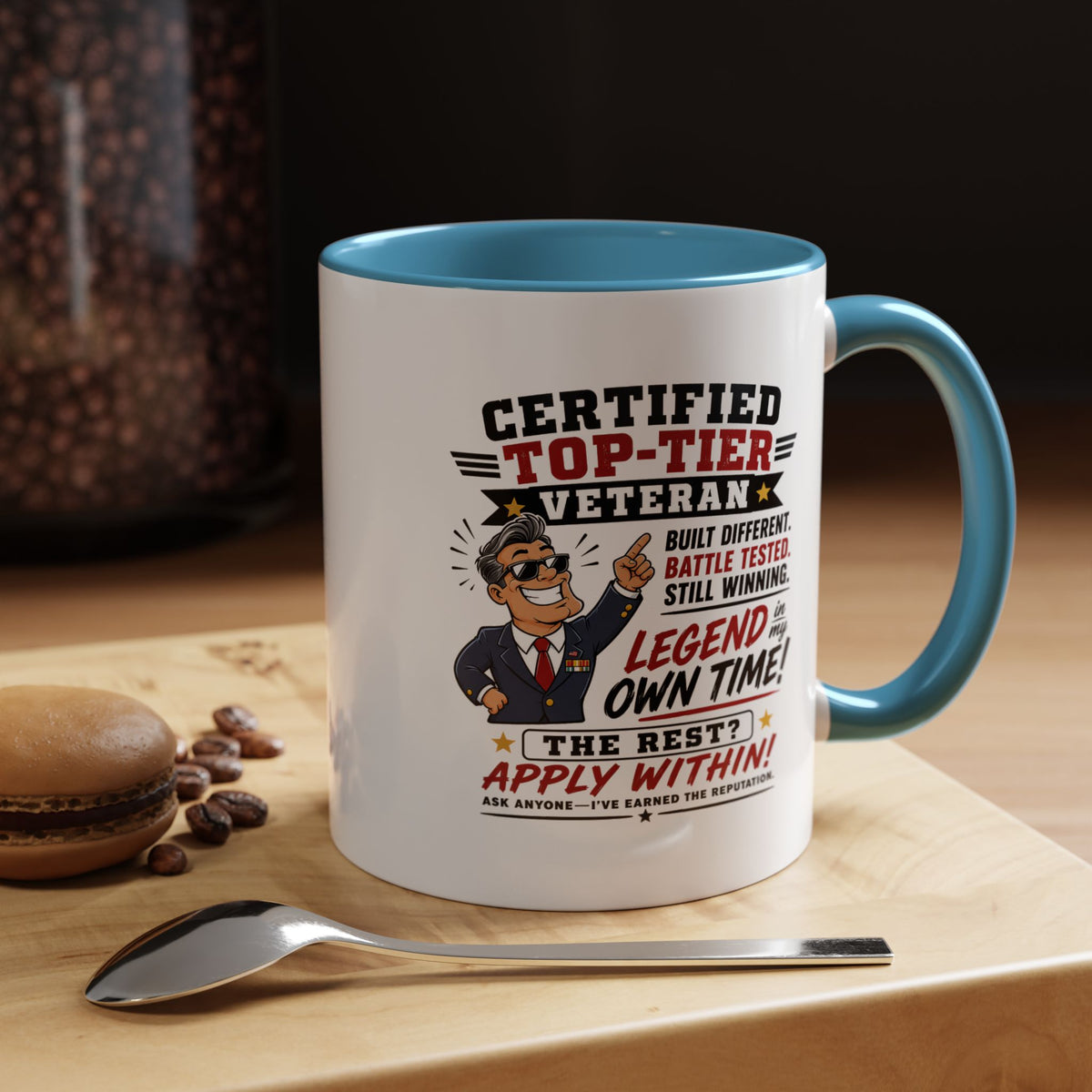 Funny Veteran Coffee Mug, Certified Top Tier Veteran Cup, Military Retirement Gift for Him, Veterans Day Birthday Present, Veteran Humor