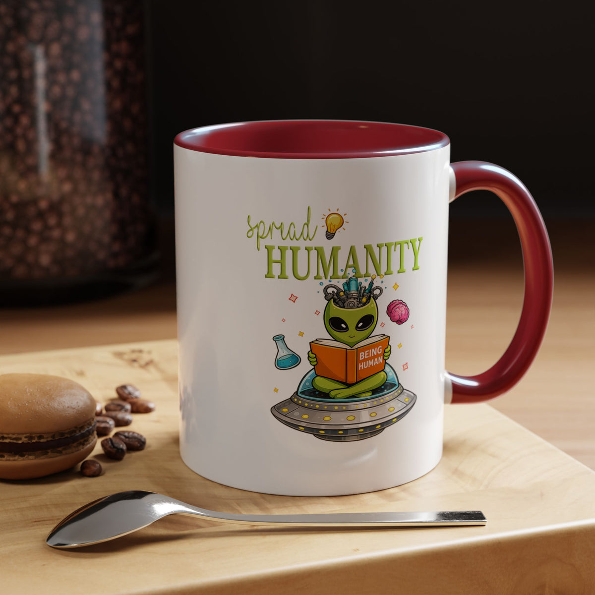 Funny Alien Mug, Being Human Is Weird Coffee Mug, Nerdy Sci-Fi Humor Cup, Alien Lover Gift