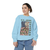 US Army Veteran Sweatshirt, American Flag Camo Crewneck, Military Dog Tag Pullover, Patriotic Soldier Gift, Retirement or Veterans Day Top