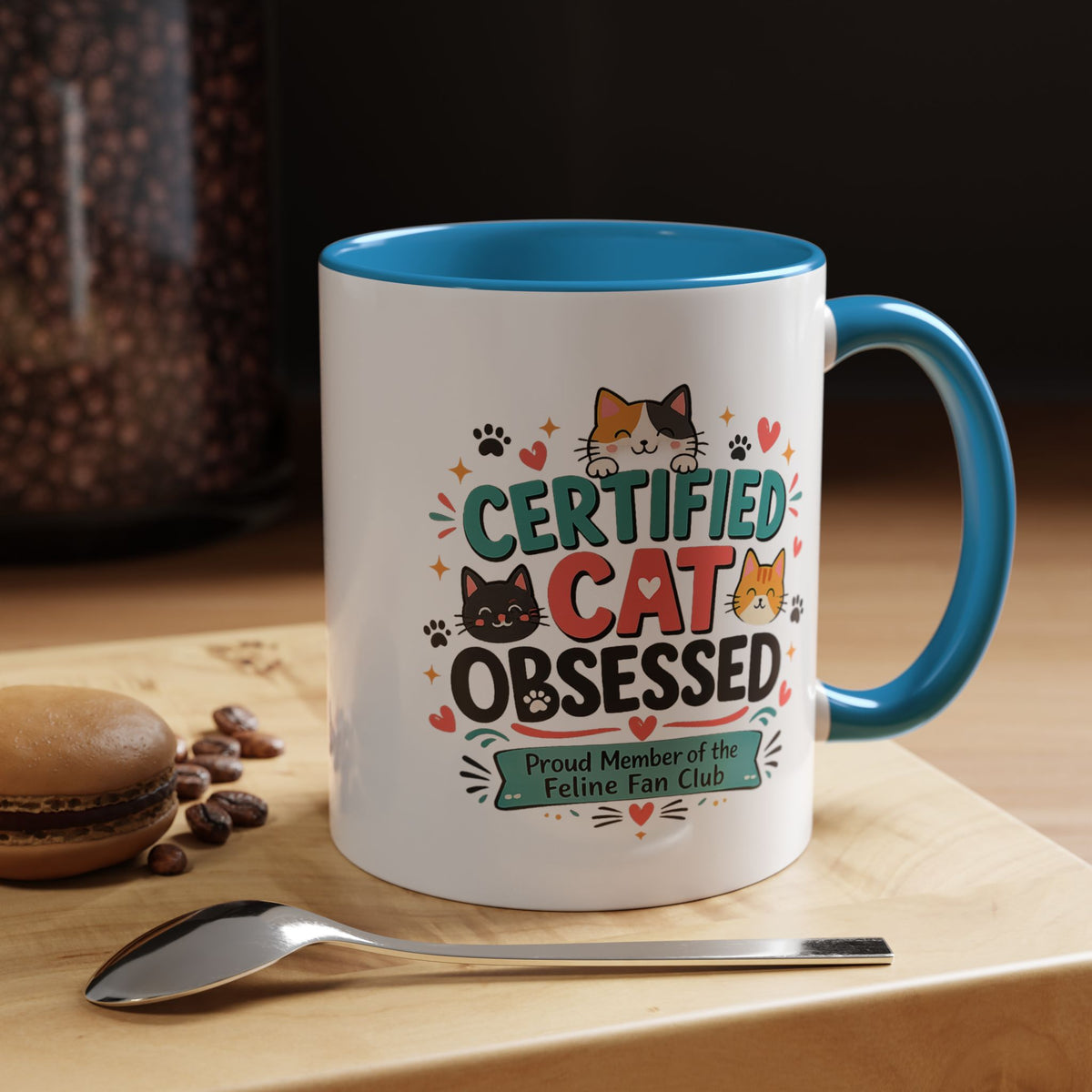 Cat Lover Coffee Mug, Certified Cat Obsessed Mug, Funny Cat Mom Gift, Cute Feline Fan Club Cup, Cat Owner Present for Pet Lovers