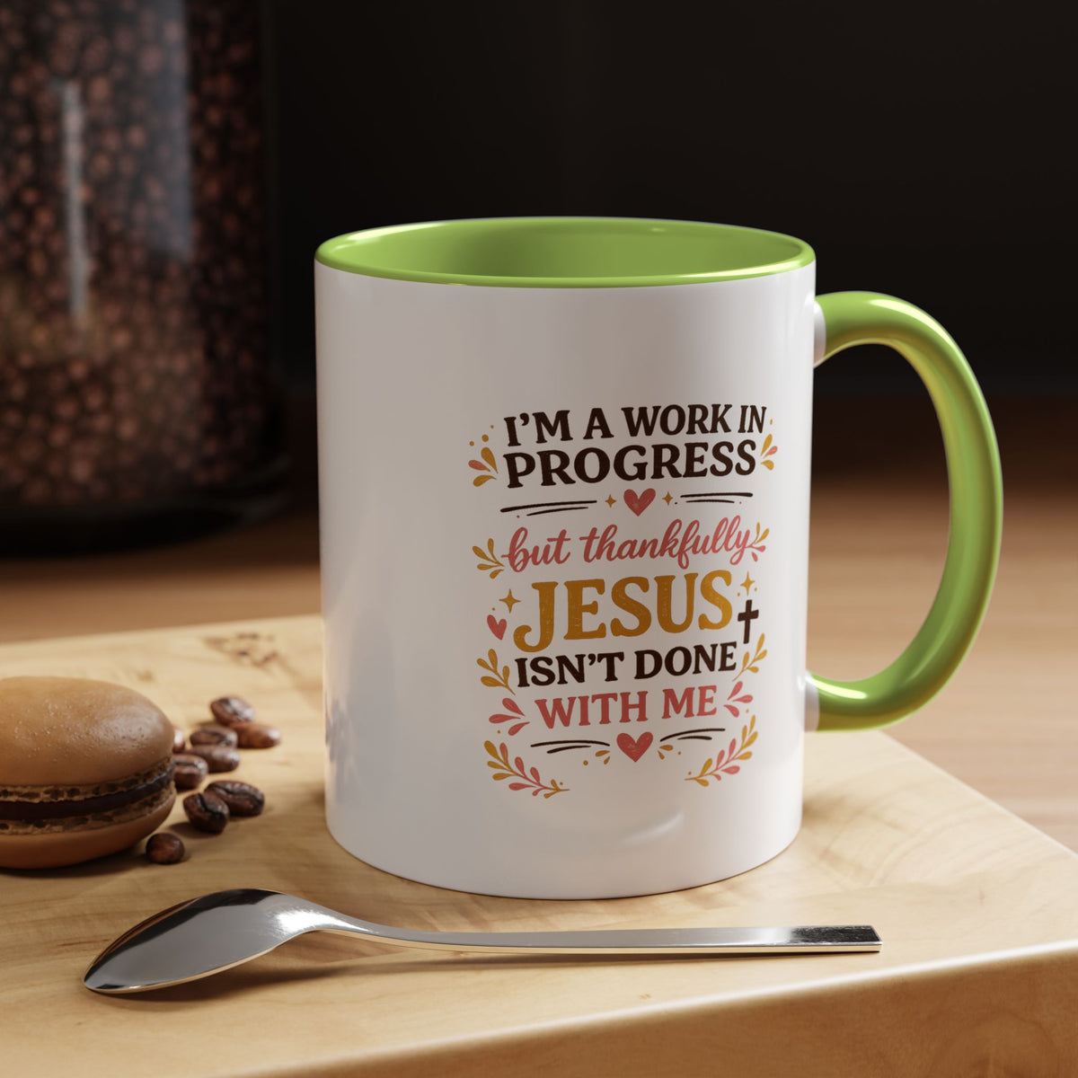 I'm a Work in Progress Christian Coffee Mug, Encouraging Faith Gift for Women, Inspirational Jesus Scriptures Ceramic Tea Cup, Religious Quote