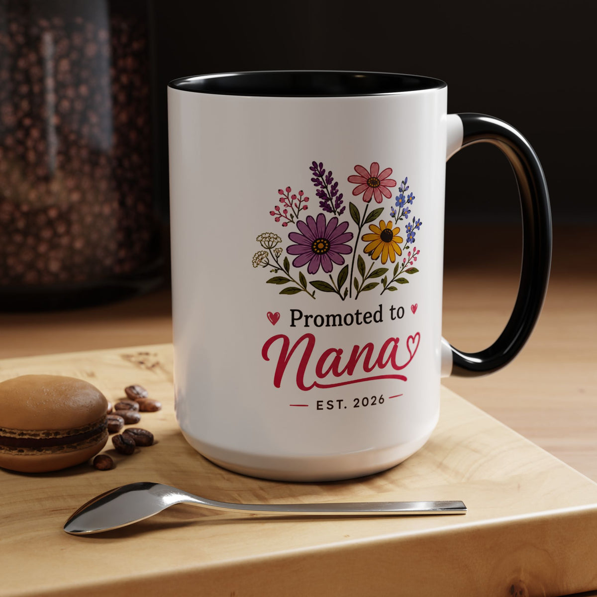 Promoted to Nana Mug, New Grandma Pregnancy Announcement Gift, Floral First Time Grandmother Coffee Cup, Baby Reveal Keepsake 2026