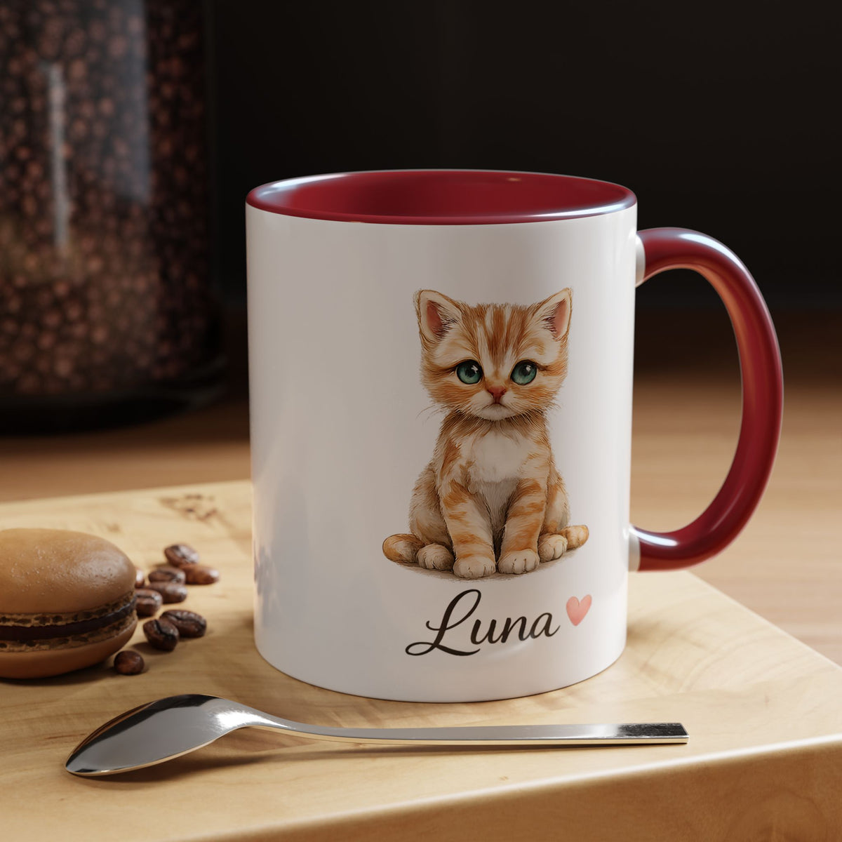 Personalized Cat Lover Mug, Custom Cat Name Coffee Mug, Cute Kitten Mug Gift for Cat Moms, Pet Lover Keepsake Cup