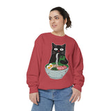 Ramen Cat Comfort Colors Sweatshirt, Funny Cat Eating Noodles Shirt, Cat Lover Graphic Crewneck, Foodie Gift Idea
