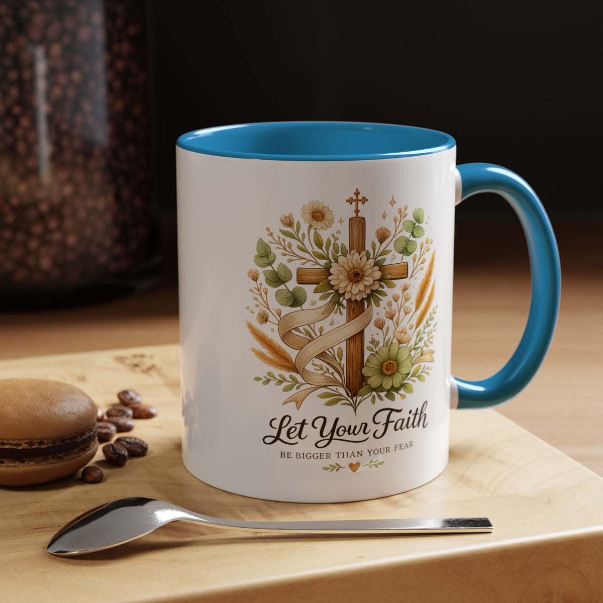 Christian Faith Inspirational Mug, Let Your Faith Be Bigger Than Your Fear Coffee Mug, Religious Gift for Women, Prayer Mug