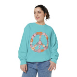 Floral Peace Sign Sweatshirt, Retro Daisy Crewneck for Women, Hippie Flower Gift, Cozy Boho Pullover for Festivals and Everyday Wear