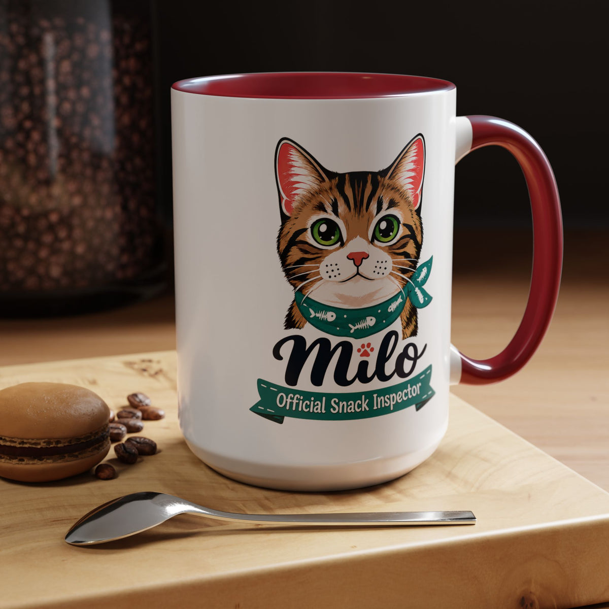 Personalized Cat Lover Mug, Custom Cat Name Coffee Cup, Official Snack Inspector Cat Mug, Funny Pet Parent Gift for Cat Owners