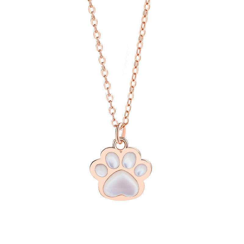 Heart Cat Claw Necklace Sterling Silver Vibrato With The Same Niche Design Cute Girlfriends Pendant Collarbone Chain Girly Style