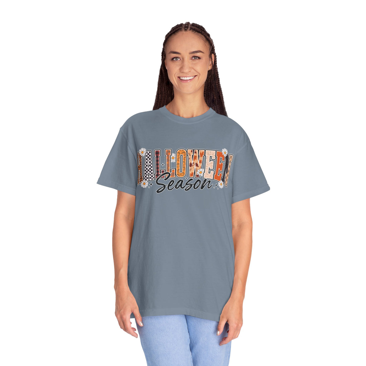 Halloween Season Shirt, Leopard Plaid Pumpkin Letter Graphic Tee, Cute Fall Gift for Women, Spooky October Outfit for Teachers and Moms