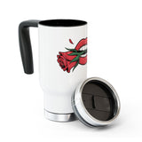 Red Lips and Rose Travel Mug, Gothic Romance Drinkware, Vintage Tattoo Style Gift for Her, Valentines Day Gift for Women