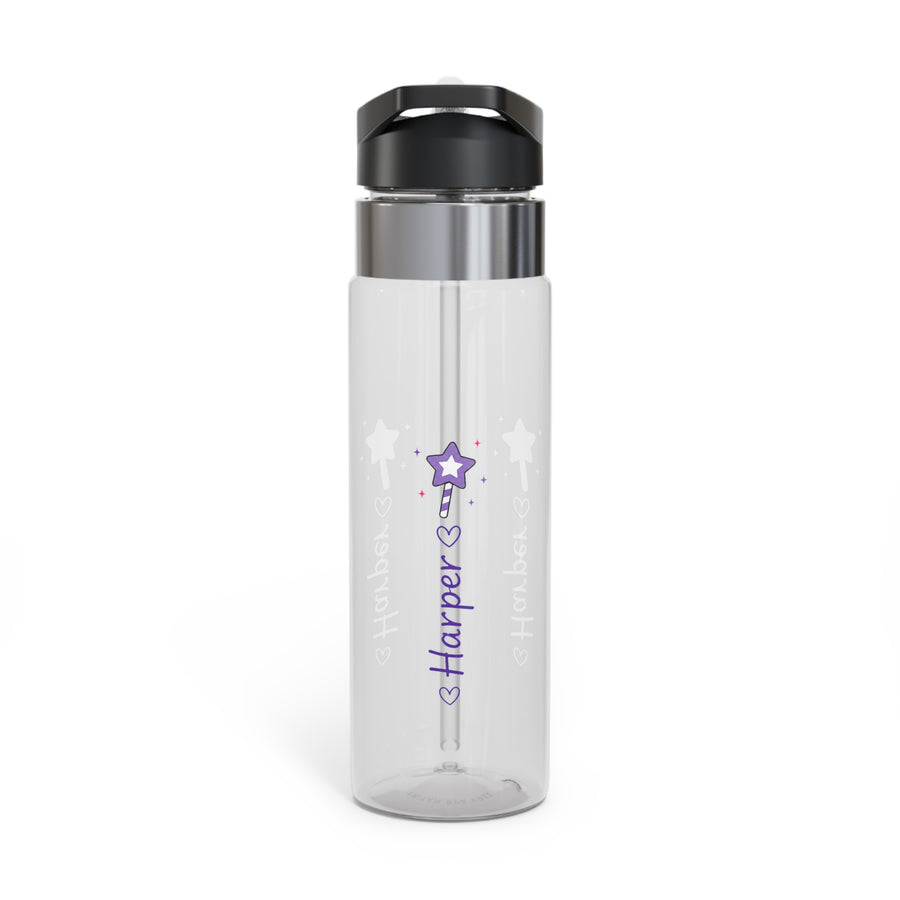 Personalized Transparent Water Bottle for Girls, Cute Star Wand Design, Custom Name Water Bottle, School Gift, Back to School Gift