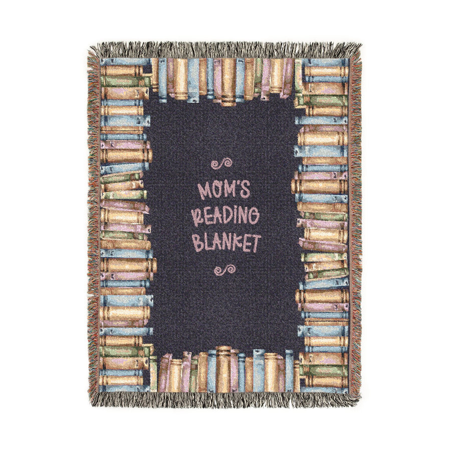 Mom's Reading Blanket, Comfort Color Throw, Book Lover Gift for Mom, Cozy Library Decor, Personalized Reader Gift, Bookish Home Throw