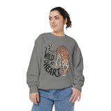 Wild at Heart Leopard Comfort Colors Sweatshirt, Leopard Graphic Crewneck, Animal Lover Sweatshirt, Safari Style Gift