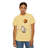 Cute Ghost Halloween Shirt, Pumpkin Balloon Graphic Tee, Vintage Spooky Season Gift for Women, Cozy October Fall Outfit for Ghost Lovers