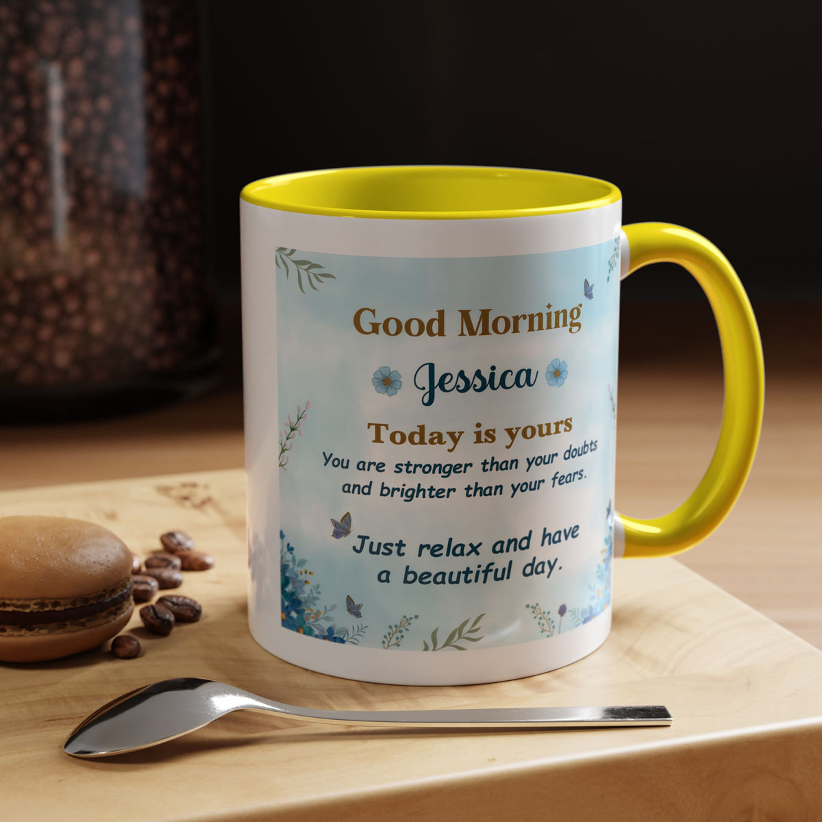 Personalized Good Morning Mug, Custom Name Coffee Mug, Inspirational Morning Cup, Positive Quote Mug, Encouragement Gift for Her
