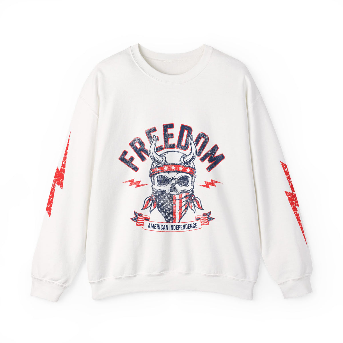 Freedom American Independence Sweatshirt, Patriotic Skull Crewneck, USA Flag Pullover, Fourth of July Outfit, Americana Gift for Him