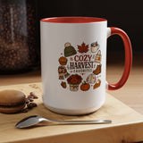 Cozy Harvest Coffee Mug, Cute Autumn Favorites Cup, Fall Gift for Her, Pumpkin Spice Lover Birthday Present, Thanksgiving Kitchen Decor