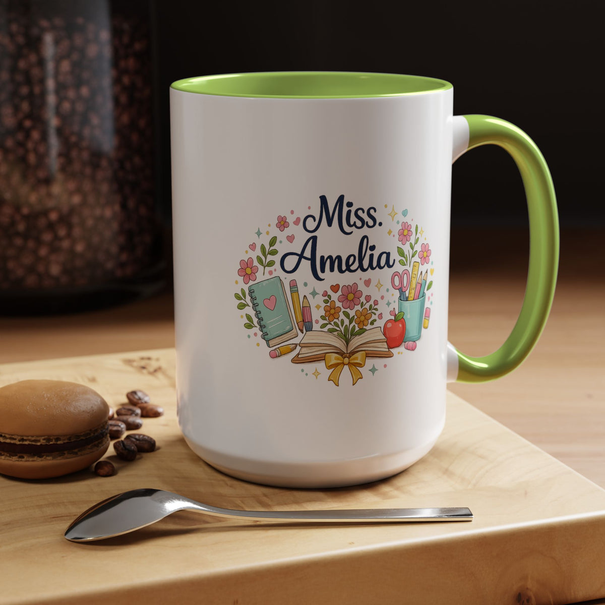 Personalized Teacher Coffee Mug, Custom Teacher Name Gift, Floral Teacher Mug, Teacher Appreciation Present, Classroom Gift