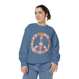 Floral Peace Sign Sweatshirt, Retro Daisy Crewneck for Women, Hippie Flower Gift, Cozy Boho Pullover for Festivals and Everyday Wear