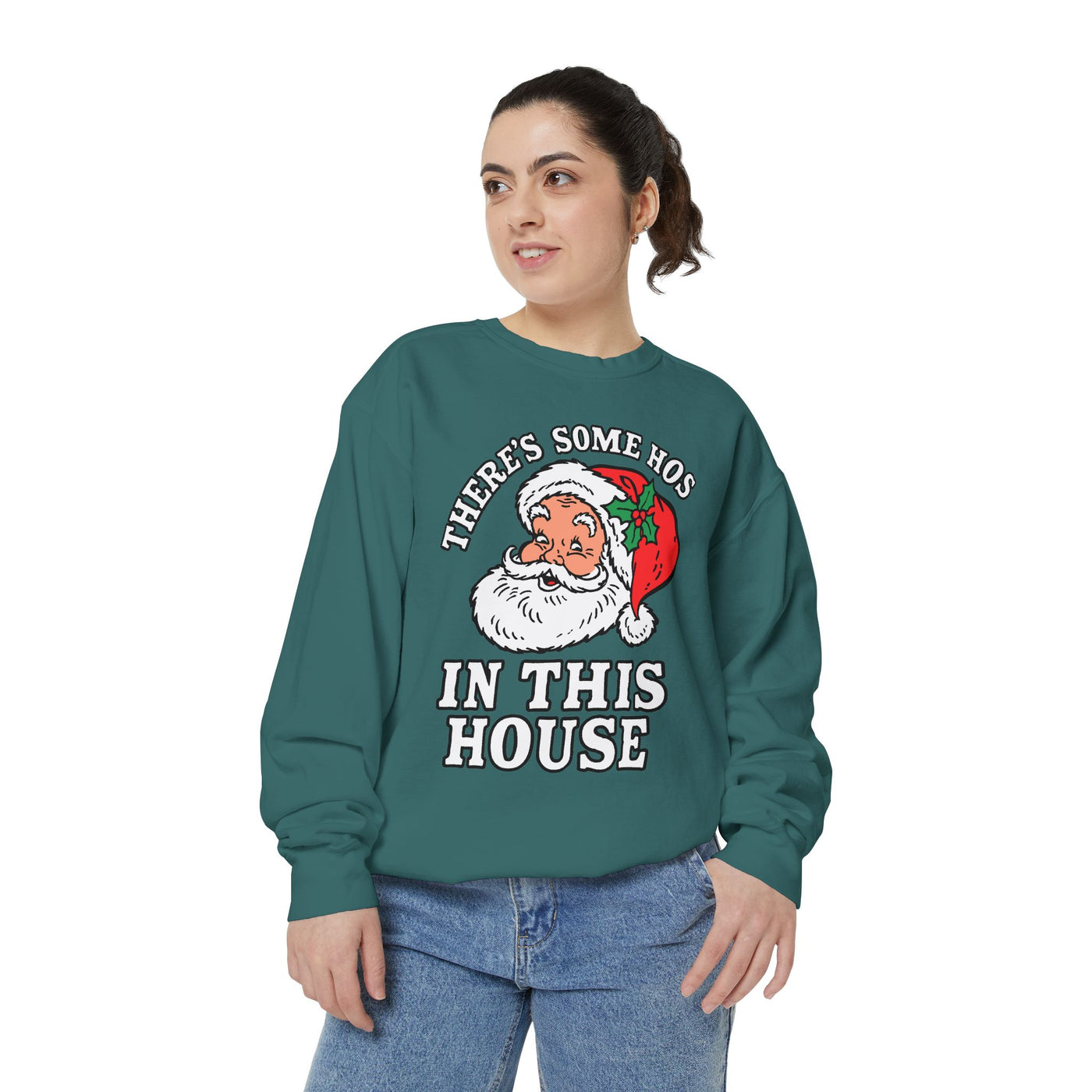 There's Some Ho's in This House Sweatshirt, Funny Santa Christmas Crewneck, Adult Holiday Party Pullover, Naughty Gift for Friends