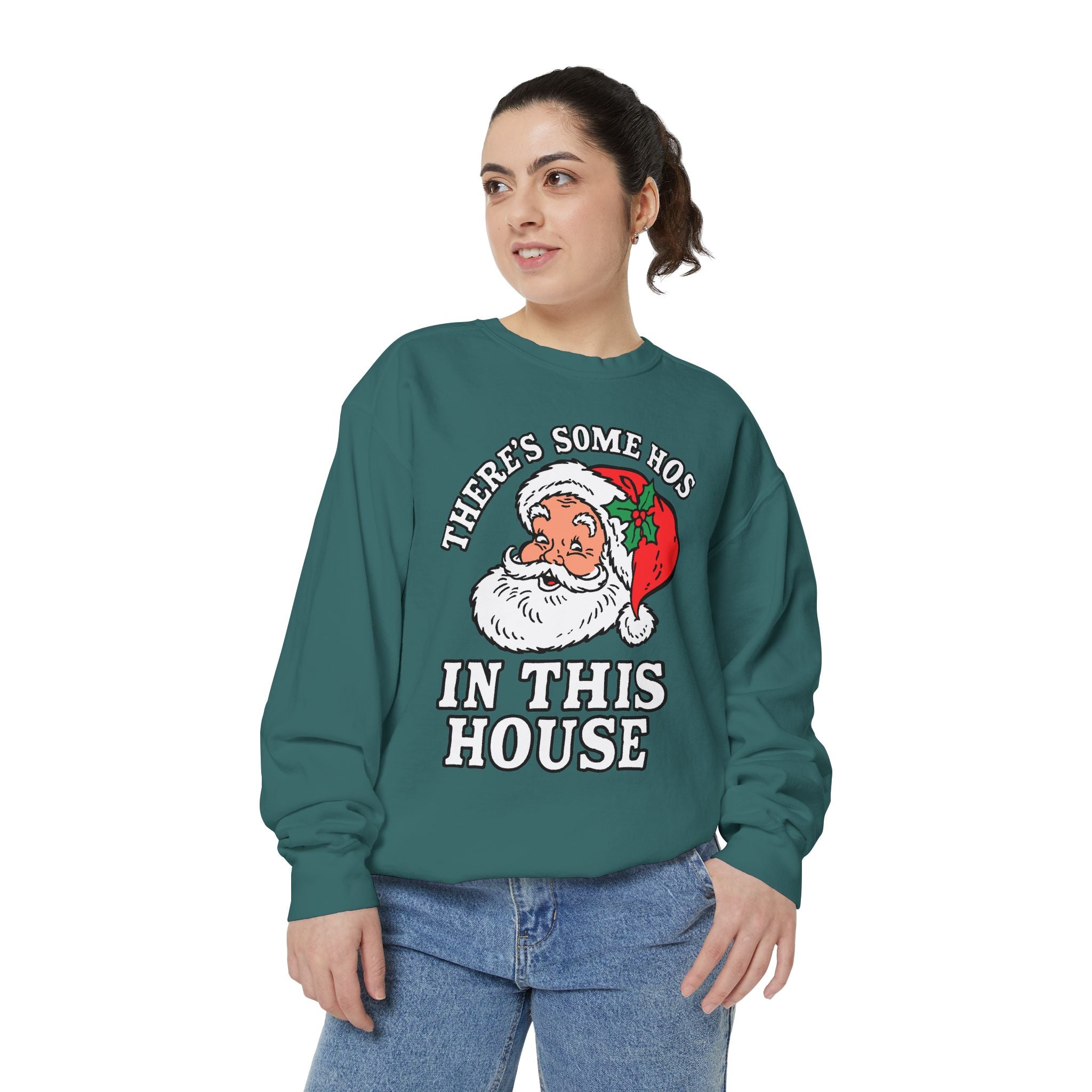 There's Some Ho's in This House Sweatshirt, Funny Santa Christmas Crewneck, Adult Holiday Party Pullover, Naughty Gift for Friends