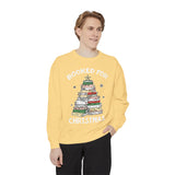 Booked for Christmas Sweatshirt, Book Lover Holiday Crewneck, Christmas Tree Books Pullover, Cozy Reading Gift for Librarian or Bookworm