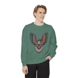 Ornamental Eagle Sweatshirt, Retro Tattoo Style Bird Graphic, Gift for Wildlife Art Lovers, Boho Festival Outfits and Everyday Casual Wear