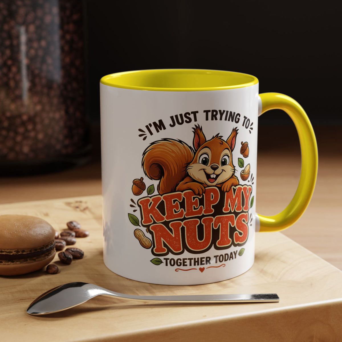 Funny Squirrel Coffee Mug, Keep My Nuts Together Today Mug, Cute Squirrel Humor Gift, Office Coffee Cup, Stress Relief Mug for Coworkers