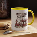 Hot Mess Express Coffee Mug, Pink Floral Train with Bows and Hearts, Funny Birthday Gift for a Busy Mom or Best Friend's Daily Coffee Break