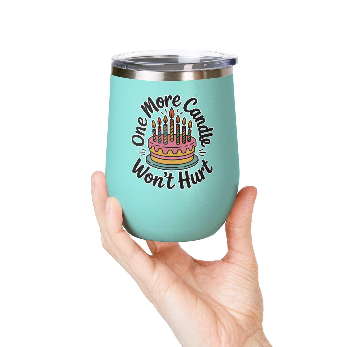 Funny Birthday Wine Tumbler, One More Candle Won't Hurt Cake Design, Getting Older Gift for a Best Friend or Coworker Who Loves a Laugh