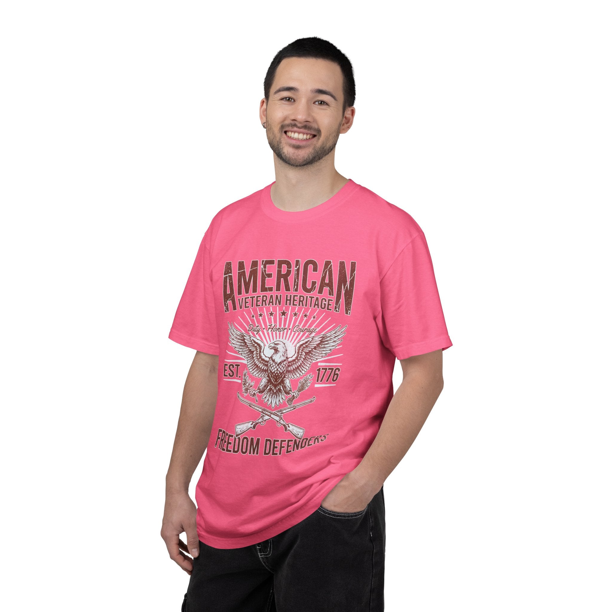 American Veteran Heritage Shirt, Freedom Defenders T-Shirt, Patriotic Eagle Gift, Veterans Day or Military Retirement Tee for Proud Veteran
