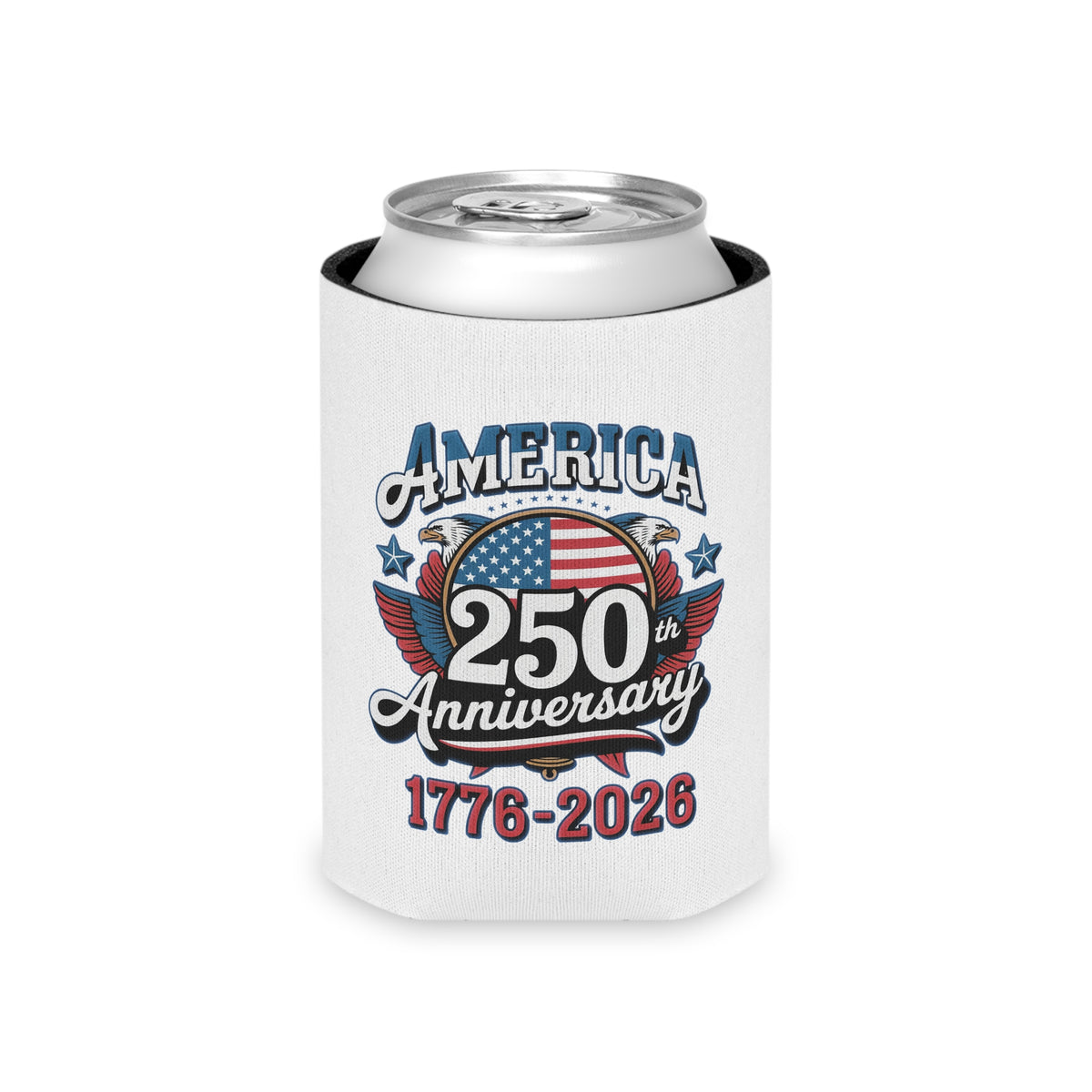 America 250th Anniversary Can Cooler, Patriotic Beer Can Holder, USA 1776 to 2026 Drink Cozy, 4th of July Gift, American Pride Party Favor