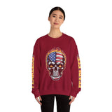 Patriotic Skull Sweatshirt, American Flag Skull Pullover, USA Biker Style Top, Edgy Americana Clothing, Fourth of July Gift