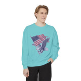 Bald Eagle American Flag Sweatshirt, Retro Patriotic Graphic, Gift for USA Pride Fans, Fourth of July Celebrations and Everyday Clothing