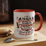 250 Years of Freedom Mug, America 250th Anniversary Coffee Mug, Patriotic Eagle Liberty Bell Cup, USA Semiquincentennial Gift