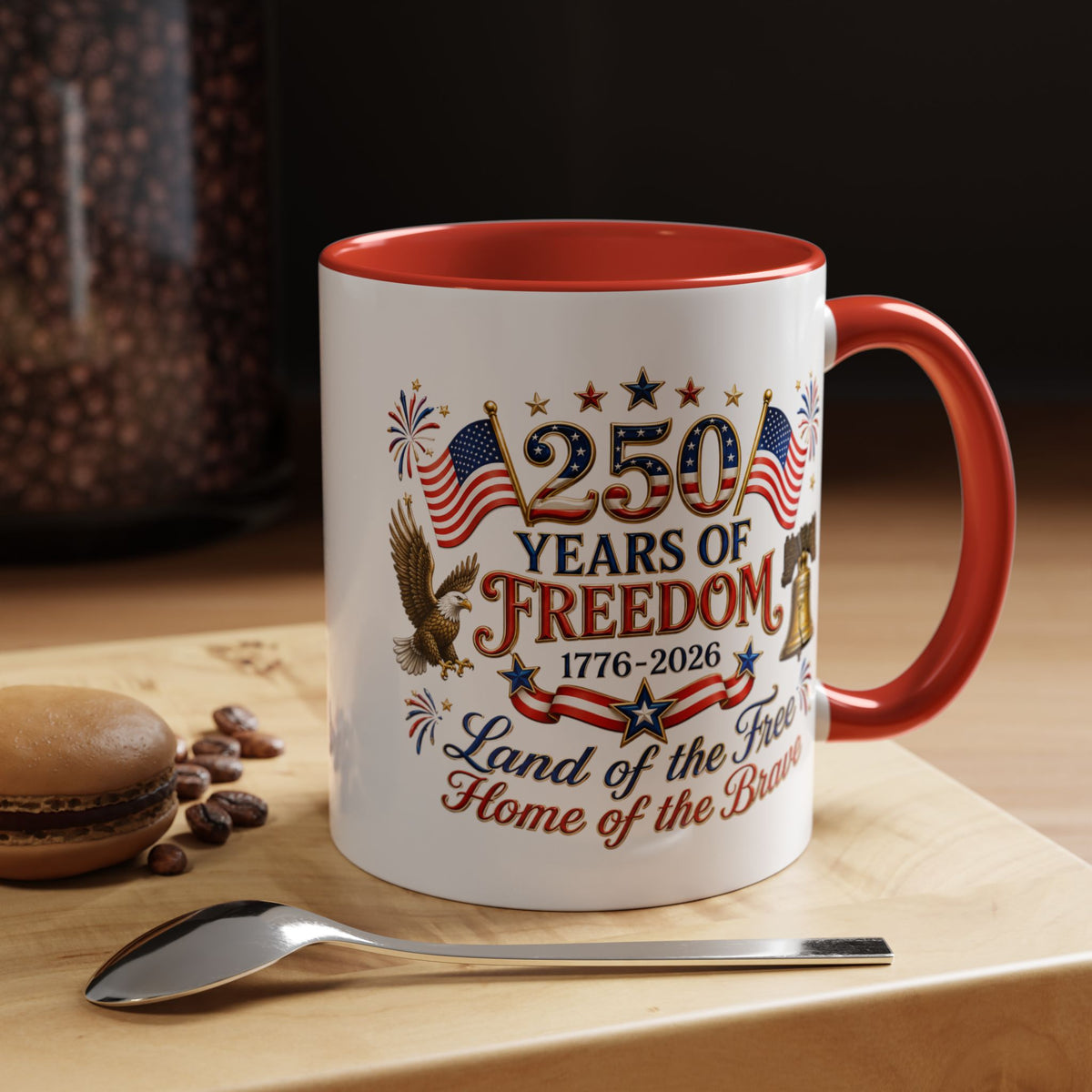 250 Years of Freedom Mug, America 250th Anniversary Coffee Mug, Patriotic Eagle Liberty Bell Cup, USA Semiquincentennial Gift