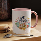 Personalized Teacher Coffee Mug, Custom Teacher Name Gift, Floral Teacher Mug, Teacher Appreciation Present, Classroom Gift