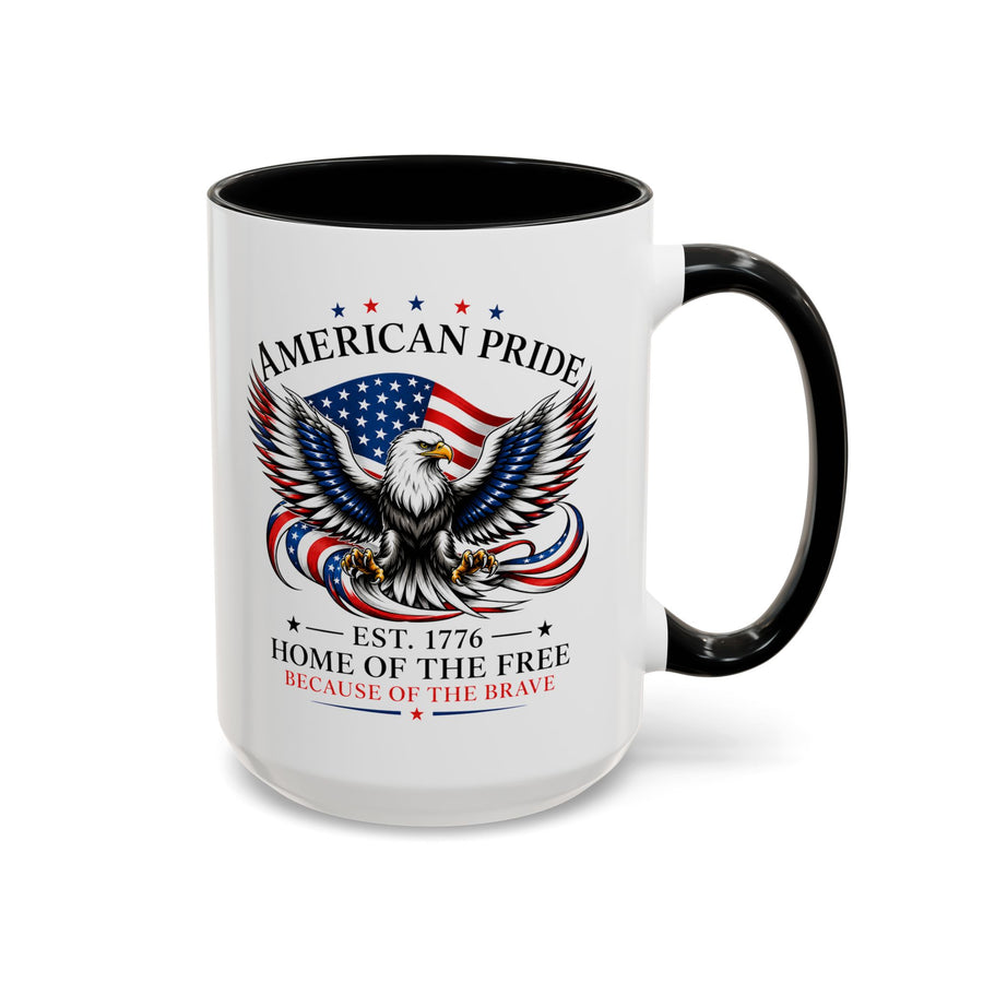 American Pride Eagle Mug, Patriotic Bald Eagle Coffee Mug, Home of the Free Because of the Brave Gift, USA Veteran Mug