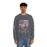 Personalized Hunting Sweatshirt, Custom Deer American Flag Pullover, Patriotic Outdoorsman Crewneck, Hunter Gift, Personalized Family Shirt