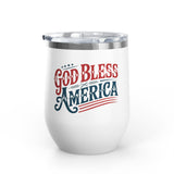God Bless America Wine Tumbler, Patriotic Drinkware for Women, USA Wine Cup, Fourth of July Gift, American Pride Gift, Red White Blue Cup