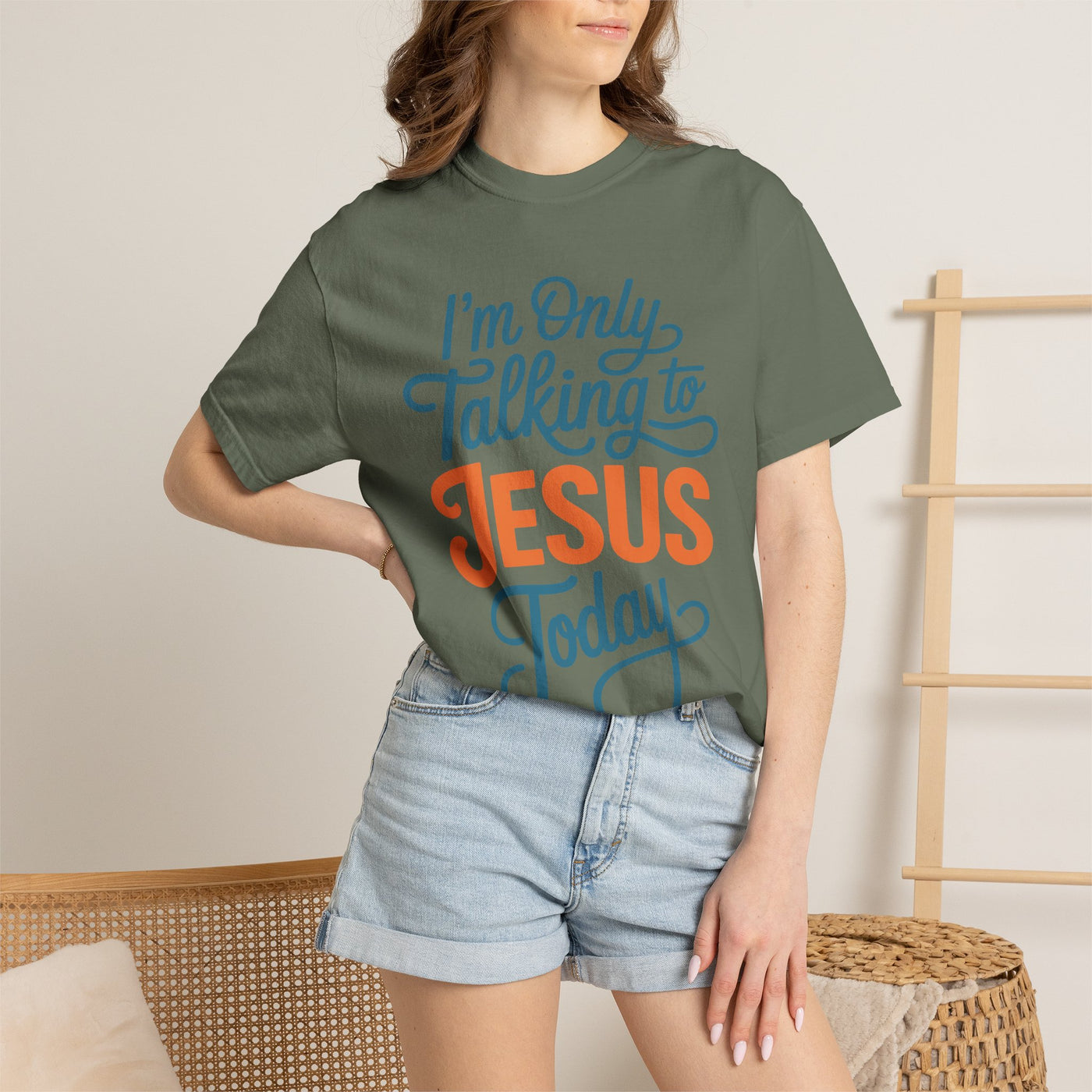 Christian Faith Comfort Colors Shirt, I'm Only Talking To Jesus Today Tee, Religious Graphic Shirt, Prayer Warrior Gift for Women