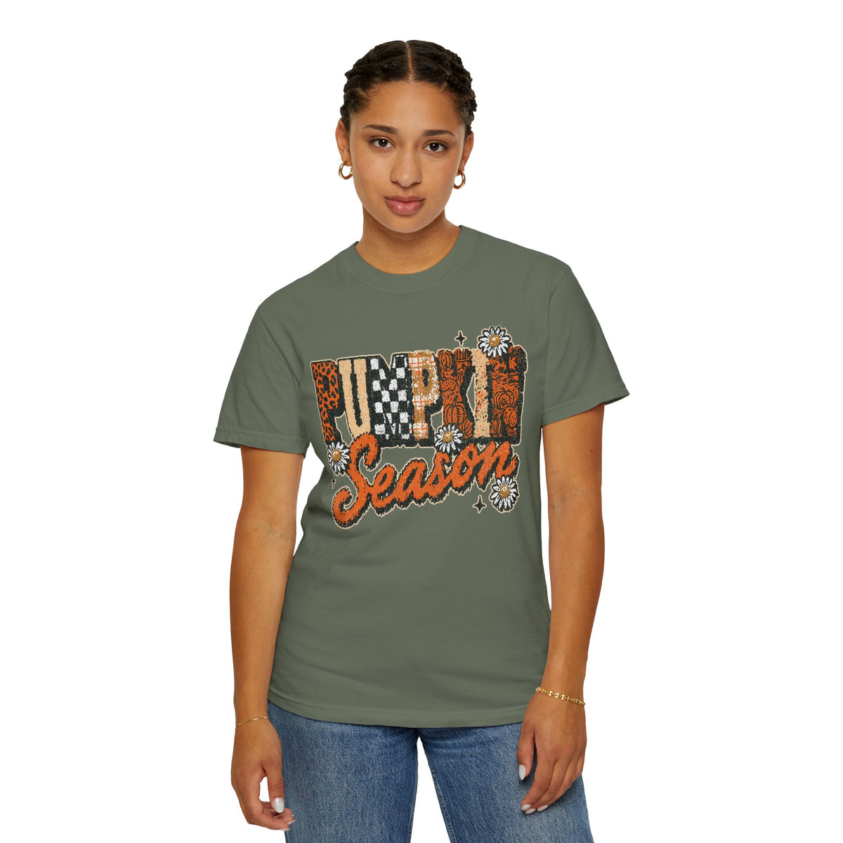 Pumpkin Season Shirt, Retro Leopard Checker Fall Graphic Tee, Cute Autumn Gift for Women, Cozy Thanksgiving October Outfit for Her