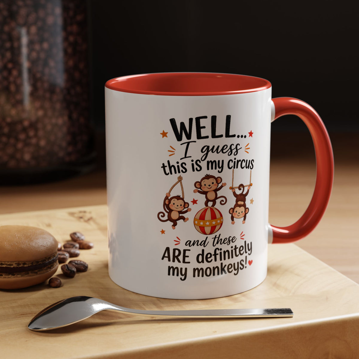 Funny Mom Life Coffee Mug, This Is My Circus These Are My Monkeys Mug, Motherhood Humor Gift, Mom Coffee Cup for Busy Moms
